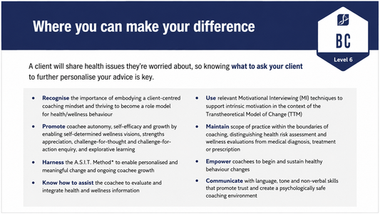 Infographic of learning outcomes for the Advanced Behaviour Coaching Skills Training™ certification